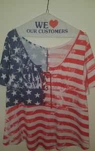 American flag asymetrical fitted top